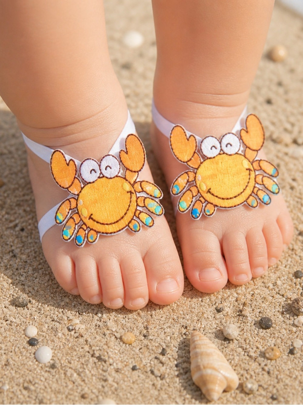 Baby Barefoot Sandals – Crab Sandals for Baby – Beach Baby Outfit- photo prob